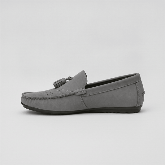 Men's Gray Suede Tassel Driving Loafers - Bennevi
