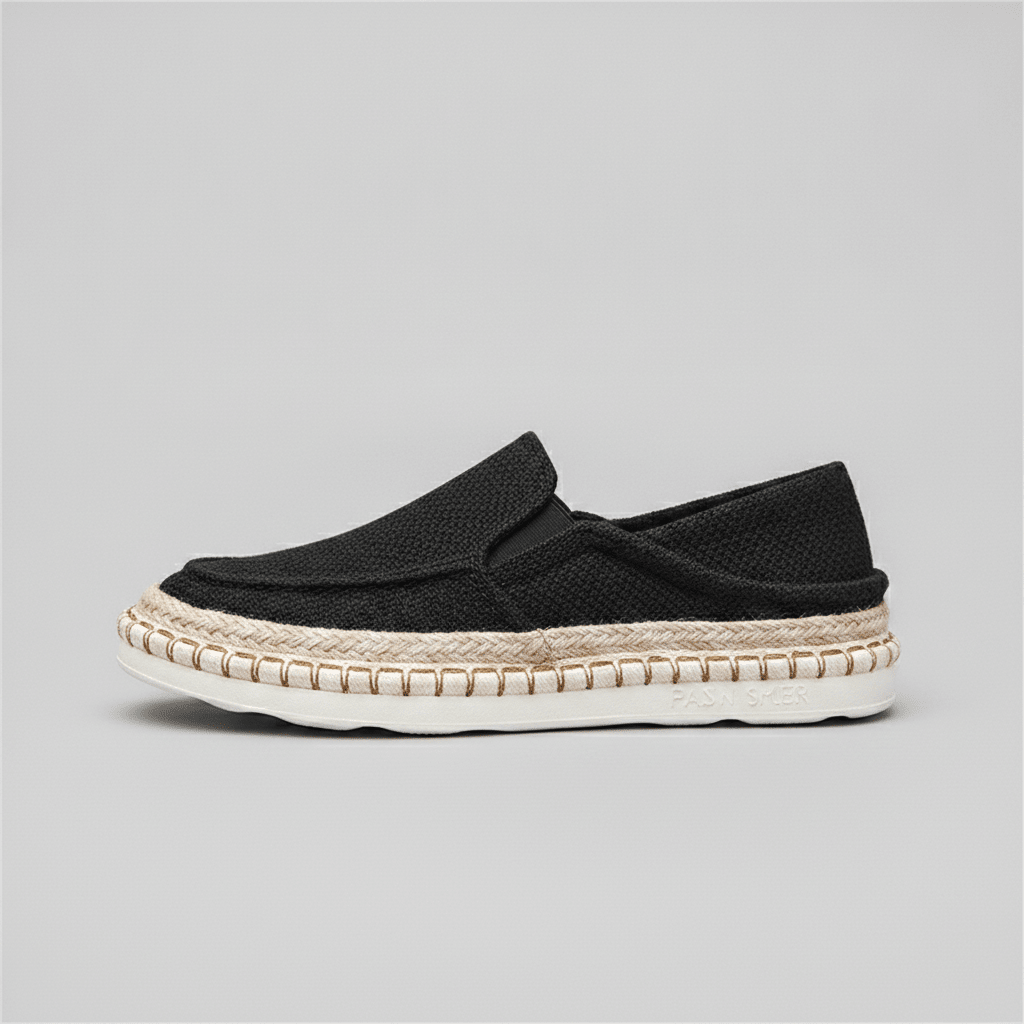Men's Black Mesh Espadrille Slip-On Sneakers - Bennevi
