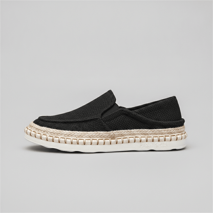 Men's Black Mesh Espadrille Slip-On Sneakers - Bennevi