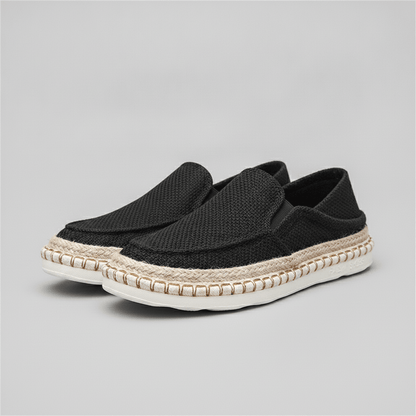 Men's Black Mesh Espadrille Slip-On Sneakers - Bennevi
