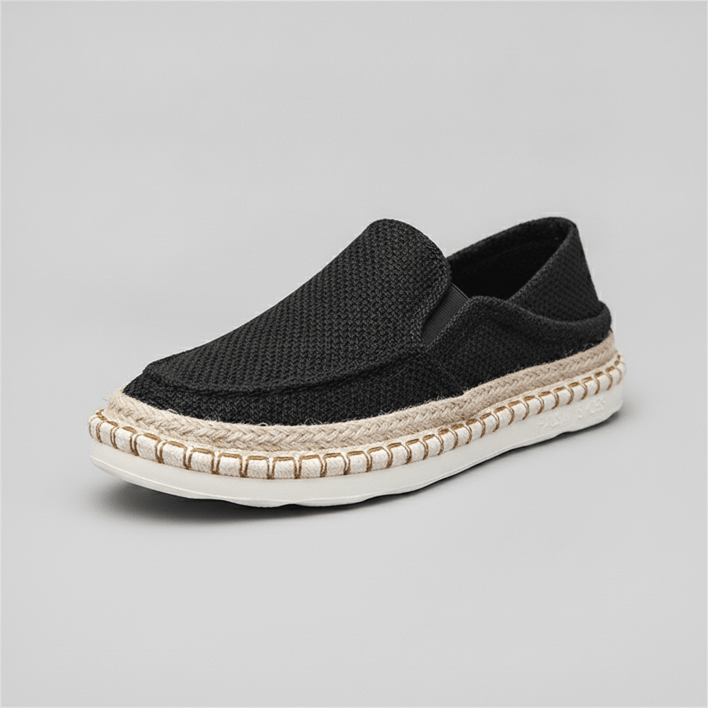Men's Black Mesh Espadrille Slip-On Sneakers - Bennevi