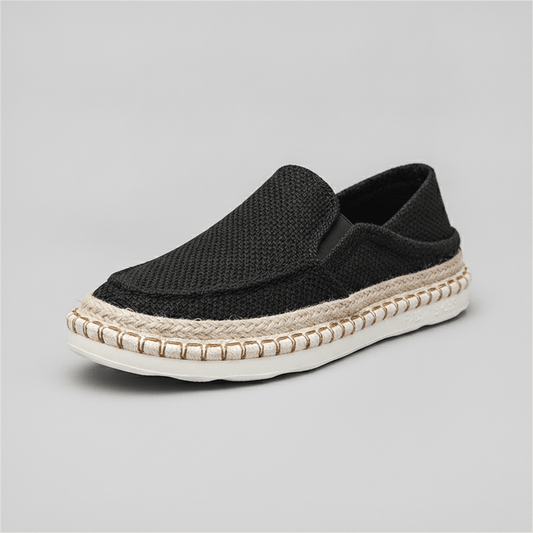 Men's Black Mesh Espadrille Slip-On Sneakers - Bennevi