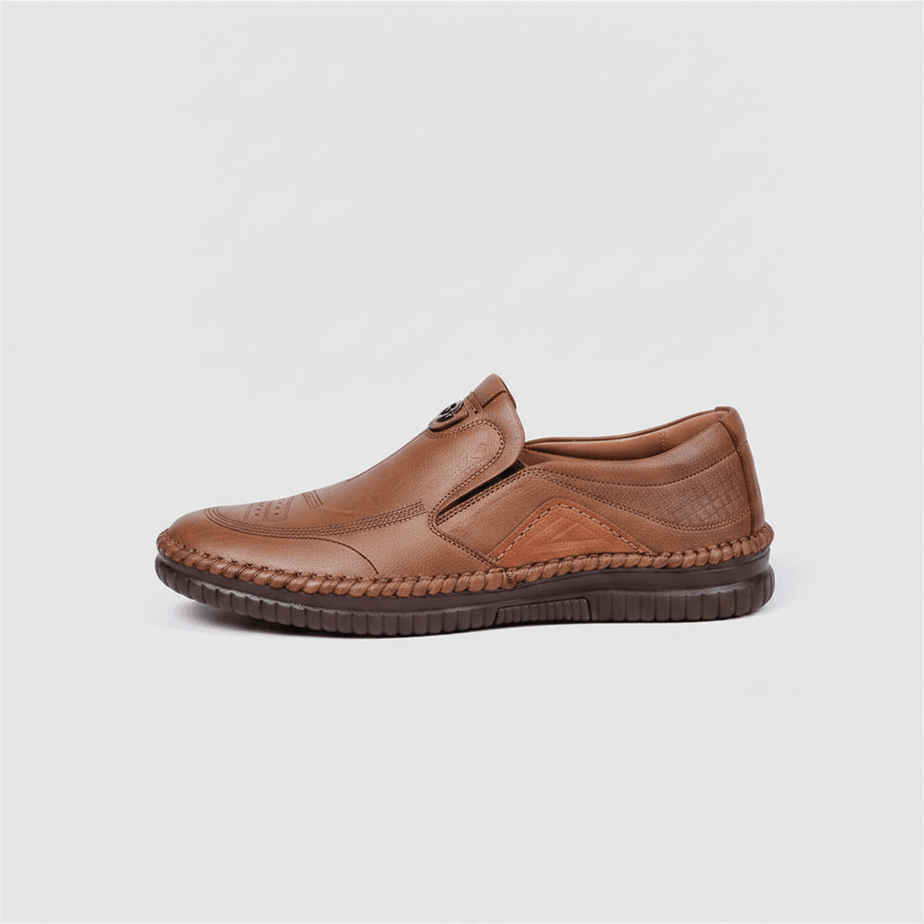Men's Brown Leather Hand-Stitched Slip-On Loafers - Bennevi