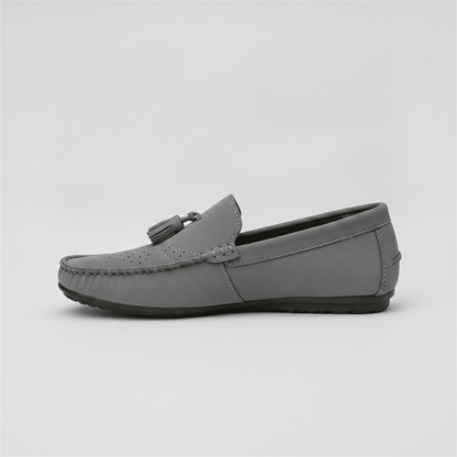 Men's Gray Suede Tassel Driving Loafers - Bennevi