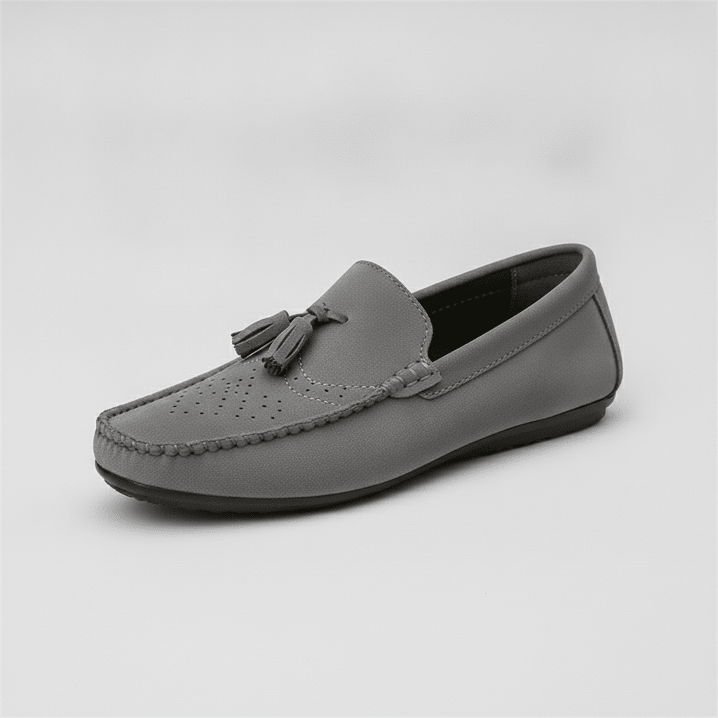 Men's Gray Suede Tassel Driving Loafers - Bennevi