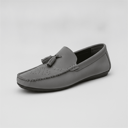 Men's Gray Suede Tassel Driving Loafers - Bennevi