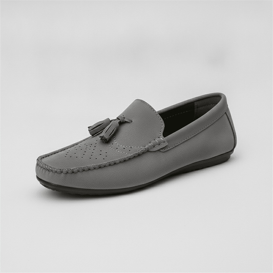 Men's Gray Suede Tassel Driving Loafers - Bennevi